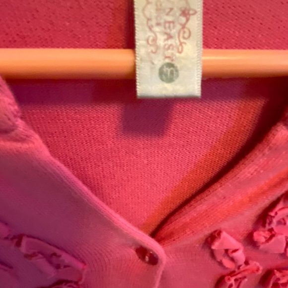 DownEast Pink Floral Applique Cardigan Sweater - Picture 14 of 14